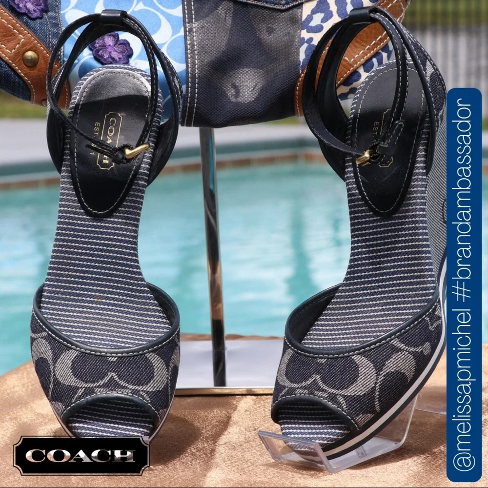 Coach Denim Tawney Wedges - Picture 3 of 9